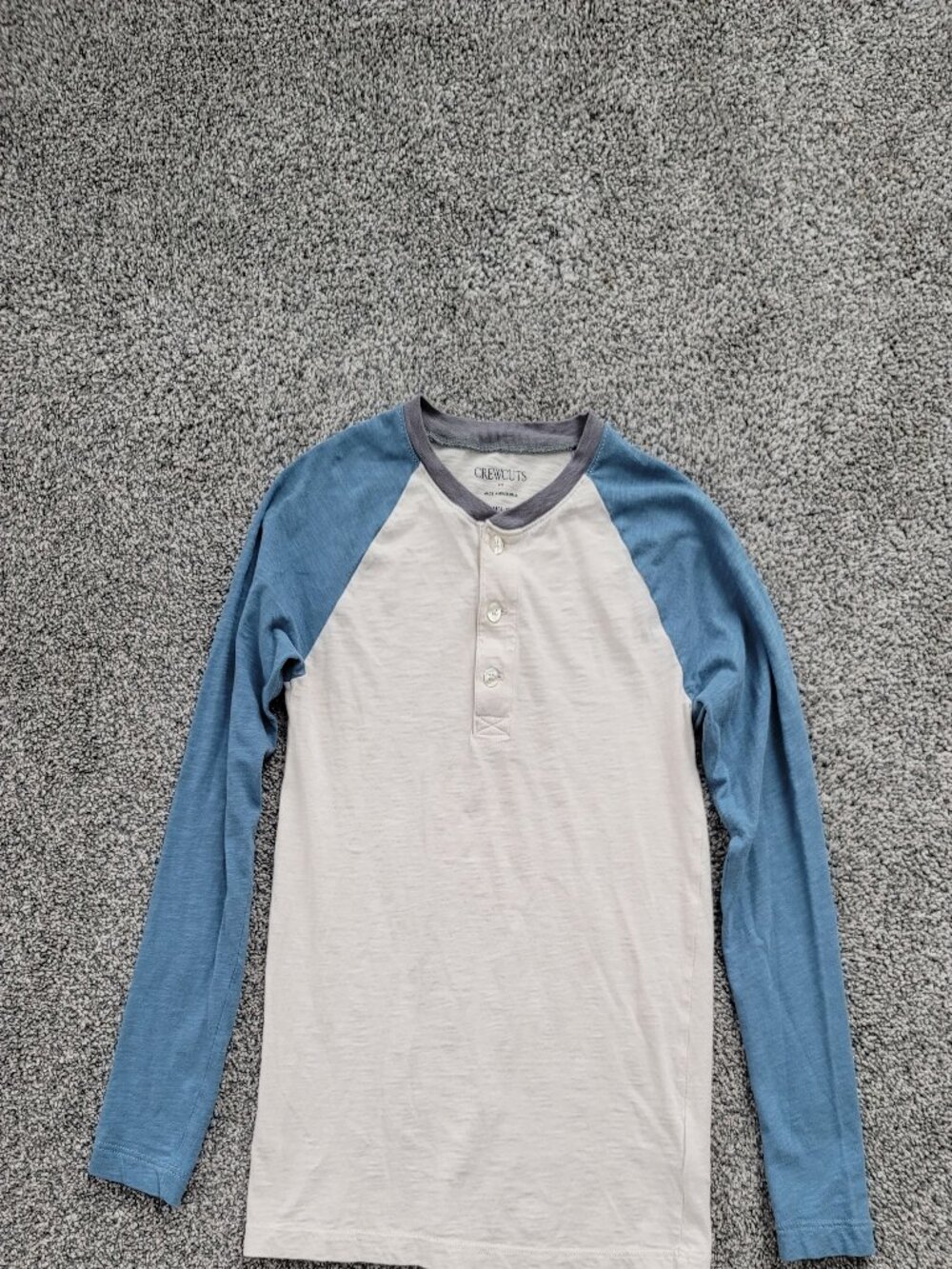 Crewcuts Boys M (8-9) Colorblock Raglan Henley Shirt 100% Cotton Long Sleeve